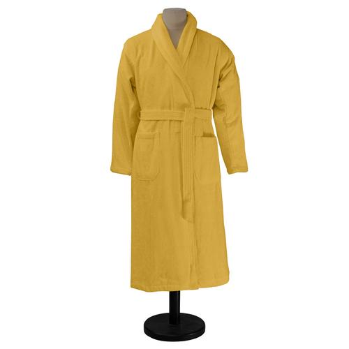 Peignoir De Bain Uni En Coton Jaune Safran L