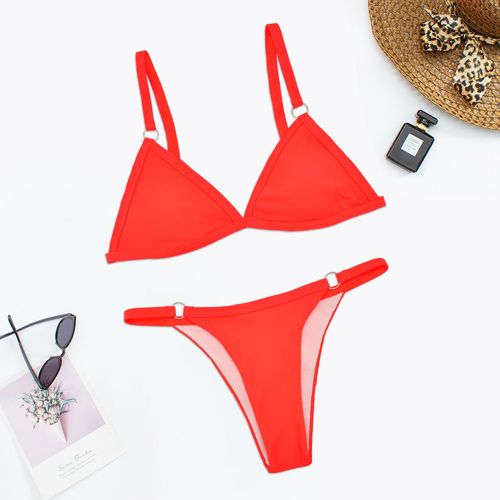 Maillot De Bain Une Pièce Bikini Triangle Couleur Unie Maillots De Bain Sexy Pour Femmes