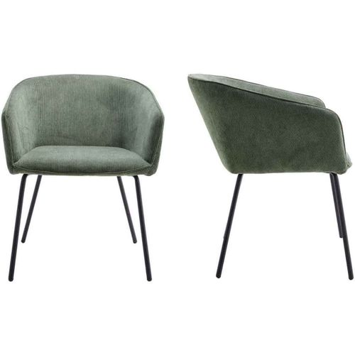 Lot De 2 Fauteuils De Table En Velours Côtelé Vert