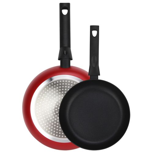 Set De 2 Poêles À Frire Induction 20-24cm Aluminium 3 Mm, Antiadhésif Sans Pfoa, , Rouge, Fagor, Nela Rouge