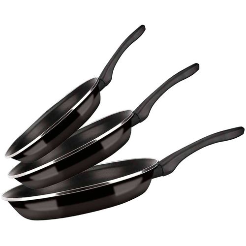 Set De Poêles À Frire Induction 20-24-28 Cm Acier Émaillé, Antiadhésif Sans Pfoa, , Noir, Fagor, Optimax
