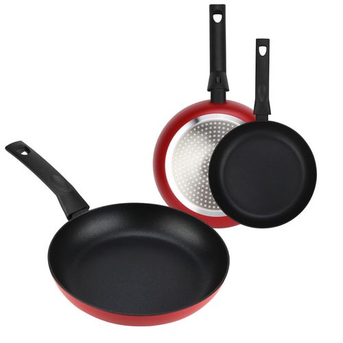 Set De Poêles À Frire Induction 20-24-28 Cm Aluminium 3mm, Antiadhésif Sans Pfoa, , Rouge, Fagor, Nela Rouge
