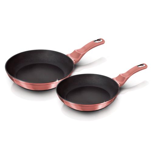 Set De 2 Poêles À Frire Induction 22-26 Cm Aluminium, Antiadhésif Titane, , Rose, Berlinger Haus, I-Rose