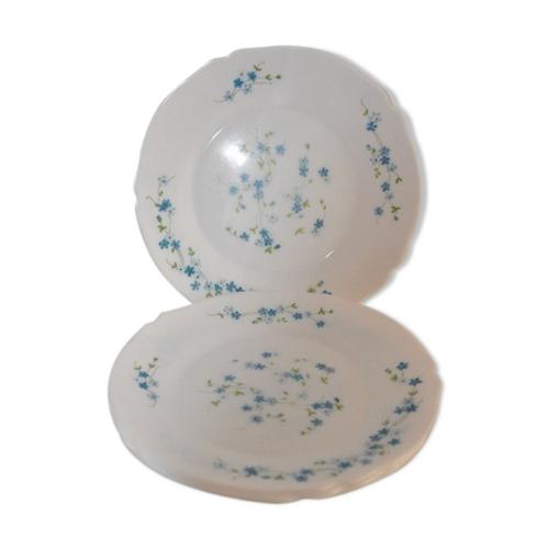 Set De 4 Assiettes Plates Arcopal Modle Myosotis Bleu