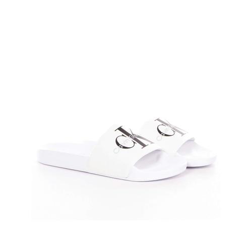 Claquette Calvin Klein Slide Monogram Blanc