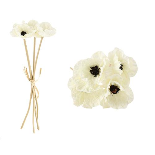 BOUQUET 4 COQUELICOTS ARTIFICIELS 35CM BLANC