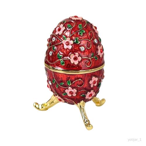 Sophistiqué Oeuf Boîte Art Artisanat Conteneur Ornement Décoratif Boîte-Cadeau Boucle D'oreille Titulaire Cas Style Rétro Pour Pâques Fête Rouge