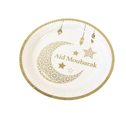 6 ASSIETTES CARTON IMPRIMÉES AID MOUBARAK 23CM