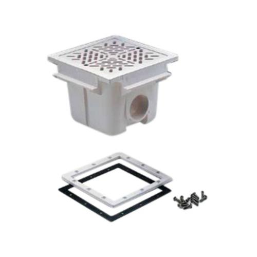 Bonde de fond carrée 210 x 210 mm avec grille ABS - Blanc