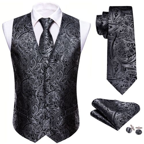 Ensemble De Boutons De Manchette Hanky Glaaught Injmen,Gilet Jacquard,Veste En Fibre,Noir,Blanc,Gris,Argent,Mariage,Affaires,Erra. Wang