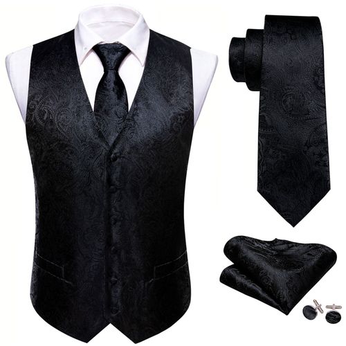 Ensemble De Boutons De Manchette Hanky Glaaught Injmen,Gilet Jacquard,Veste En Fibre,Noir,Blanc,Gris,Argent,Mariage,Affaires,Erra. Wang