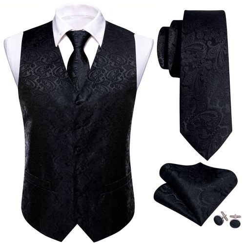 Ensemble De Boutons De Manchette Hanky Glaaught Injmen,Gilet Jacquard,Veste En Fibre,Noir,Blanc,Gris,Argent,Mariage,Affaires,Erra. Wang