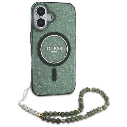 Guess Magsafe Iml Glitter Case Avec Beads Strap Iphone 16 Green