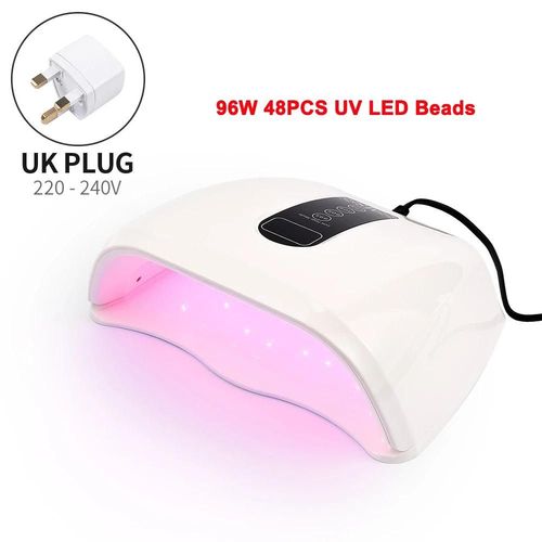 Fiche Royaume-Uni 96w 220-240v - Lampe Uv Led Sèche Ongles Pour 2 Mains/Pieds, Appareil De Manucure À Capteur Intelligent, Sèche Ongles Pour Gel Lumineux, Nail Art, Séchage Rapide 