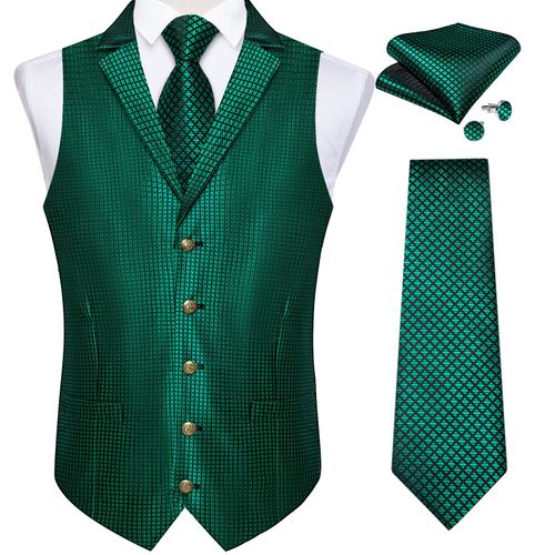 Ensemble De Vêtement Victorien À Carreaux Verts Pour Homme,Gilet Gothique,Veste,Smoking,Ixde Mariage