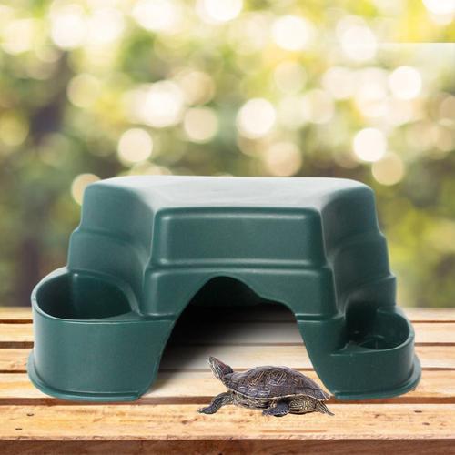 Boîte De Cachette De Reptiles En Plastique, Grotte Avec Bassin, Ornement De Maison Facile À Nettoyer Pour Les Amphibiens Grenouille Serpent Léopard