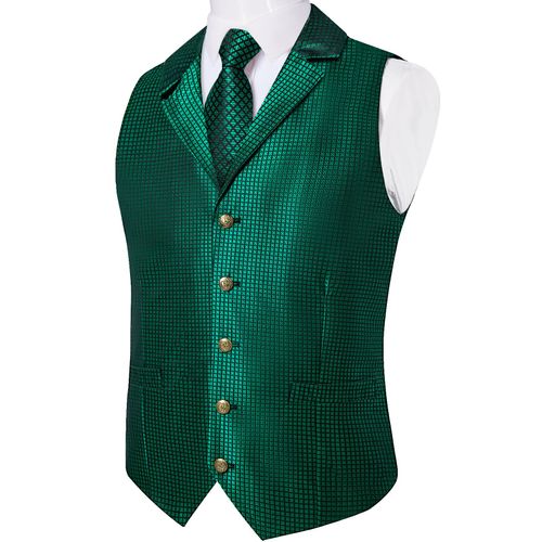 Ensemble De Vêtement Victorien À Carreaux Verts Pour Homme,Gilet Gothique,Veste,Smoking,Ixde Mariage