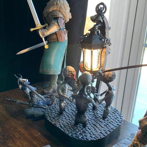 Statue créative à quatre têtes de mort avec lampe, nouveauté, Art déco, veilleuse d'halloween, Figurines de Zombie, lumière d'horreur, Y6Y1