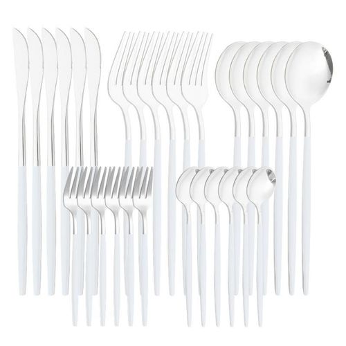 Service De Vaisselle En Acier Inoxydable, 30 Pièces, Haut De Gamme, Or, Vaisselle En Acier Inoxydable, Couteau, Fourchette, Cuillère À Café, Service De Couverts Lavable Au Lave-Vaisselle