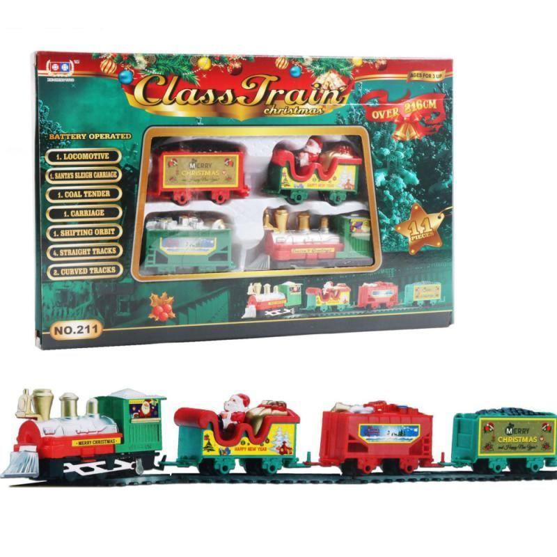 Ensemble De Train Électrique De Noël, Voiture De Piste Jouet Avec Musique,  Jouets De Train Rond Du Père Noël, Décoration D'arbre De Noël