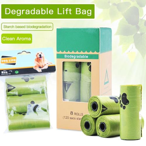 Sacs À Ordures Biodégradables Pour Animaux De Compagnie, 8 Rouleaux/Boîte, Sacs À Déchets Verts Épais, Sacs À Merde Pour Chiens De Compagnie, Sacs De Toilette Durables Pour Nettoyage