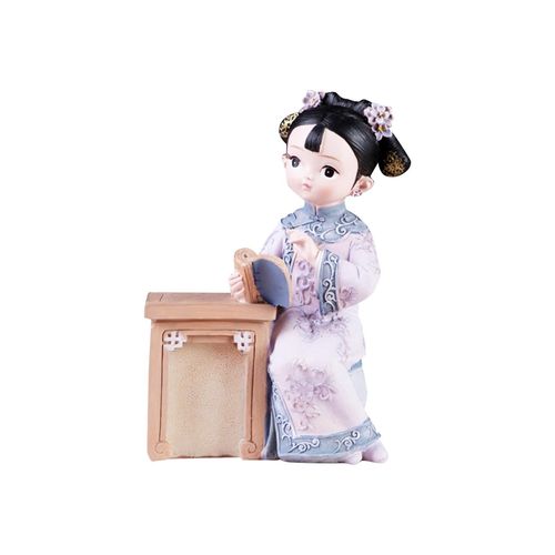 Statue de poupée chinoise ancienne pour fille, Sculpture en résine, objet de collection pour le bureau, décoration de la maison, cadeau