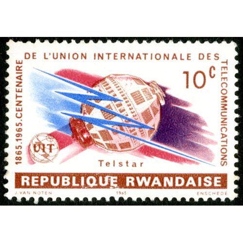 Timbre Non Oblitéré République Rwandaise, 1865-1965 Centenaire De L'union Internationale Des Télécommunications, Telstar, 10 C