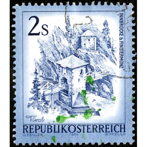 Timbre Oblitéré Republik Osterreich, Tirol, 1974, Innbrucke B. Finstermunz, 2 S