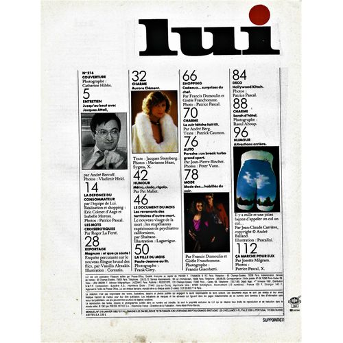 Lui 216 1982 Janvier Cover Aurore Clement Entierement Nue Interview Jacques Attali Aslan