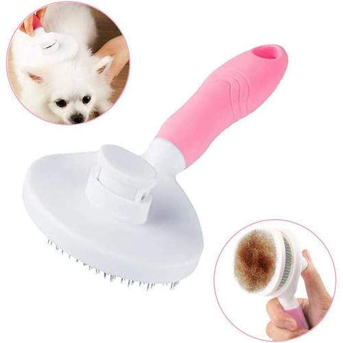 Brosse De Toilettage De Chien, Brosse Chat Poil Long, Brosse Chiens Et Chats Autonettoyante, Avec Enlèvement Des Poils En Un Clic, Pour Chiens Et Chats De Petite, Moyenne Et Grande (Rose)