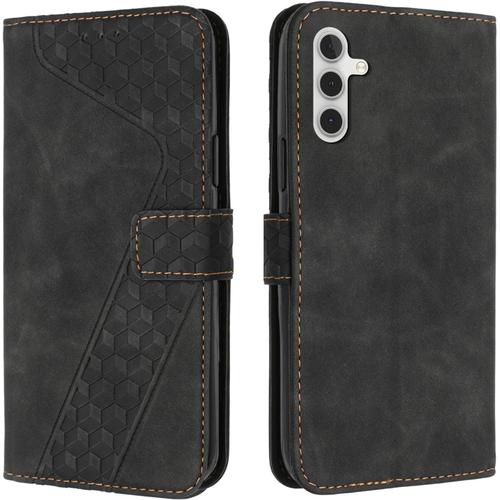 Coque Pour Samsung Galaxy A15, Housse De Protection Anti-Choc Avec Magnétique Carte Fentes Etui Samsung Galaxy A15 Coque À Rabat Pochette Portefeuille En Cuir Pu, Noir