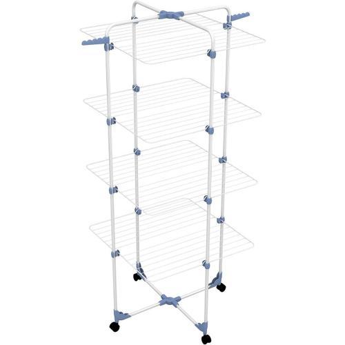 Gimi Stendi Étendoir Modulaire 4 Tours 4 Étagères En Acier Avec Roues Grand Étendoir À Linge 71 × 71 × 170h Cm + 2 Supports À Cintres