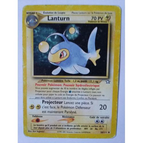 Carte Pokémon Lanturn 38/111 Set Neo Genesis Édition Wizards Ver Française.