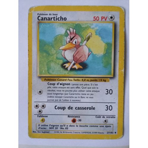 Carte Pokémon Canarticho 27/102 Set Base Édition 2 Wizards Version Française.