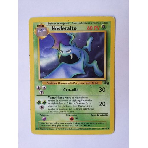 Carte Pokémon Nosferalto 34/62 Set Fossile Wizards Version Française.