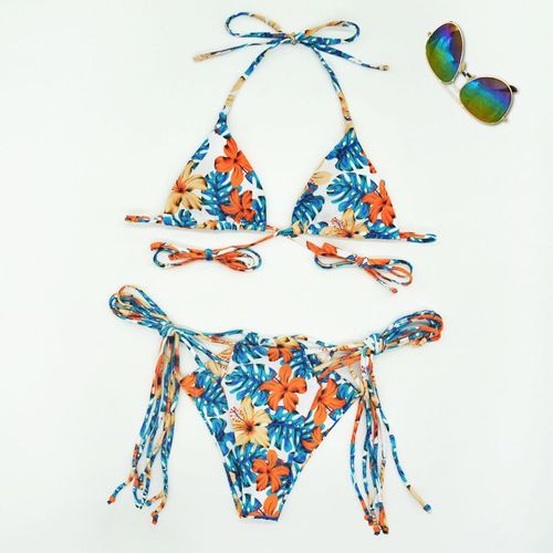 Maillot De Bain Sexy Tether Fashion Print Bikini Triangle Maillot De Bain
