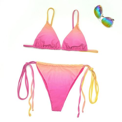 Maillot De Bain Deux Pièces Sexy Bikini Coloré À Trois Points Pour Femme