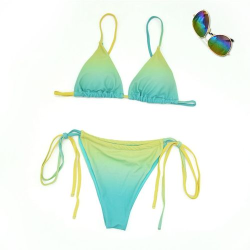 Maillot De Bain Deux Pièces Sexy Bikini Coloré À Trois Points Pour Femme