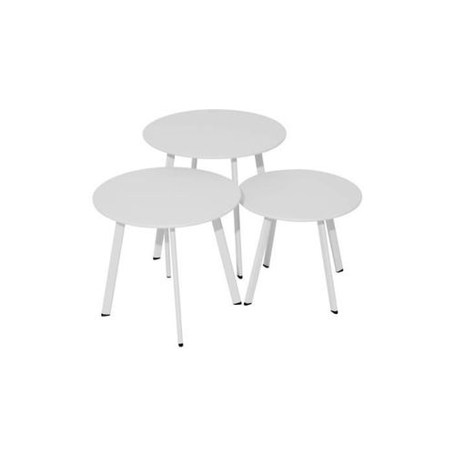 Table Basse De Jardin Massaï En Acier Époxy Blanc - Ø 50 Cm