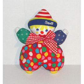 Doudou Peluche lutin arlequin clown rouge blanc noir JARDI ENSEIGNES