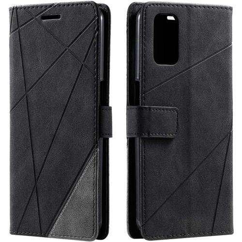 Coque Pour Oppo A52 / Oppo A72 / Oppo A92, Portefeuille Etui En Pu Cuir Antichoc Tpu, Housse À Rabat Pour Oppo A52 / Oppo A72 / Oppo A92, Noir