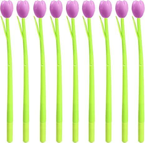 9 Pièces Stylos Fleur Tulipe, Stylos Fleur à Changement de Couleur