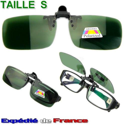 Verres Solaires Clip-On Relevable À Clipser Sur Les Lunettes De Vue - Taille S - Polarisés Teintés Vert - Cheapatleast - 