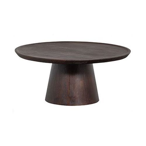 Table Basse Ronde 90x40 Cm En Noyer Marron Foncé