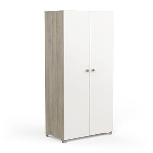 Armoire Penderie Et Lingère 2 Portes Blanc Et Chêne Kronberg - Hunda