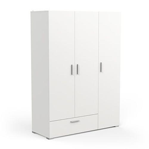 Armoire 3 Portes 1 Tiroir 134 Cm Blanc - Hunda