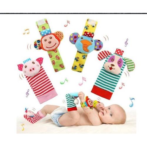 Ensemble de chaussettes pour bébé avec hochet et détecteur de pied, jouets  en coton et peluche pour bébé, cadeau d'anniversaire pour nouveau-né garçon  fille 0/3/4/6/7/8/9/12/18 mois, 4 animaux mignons