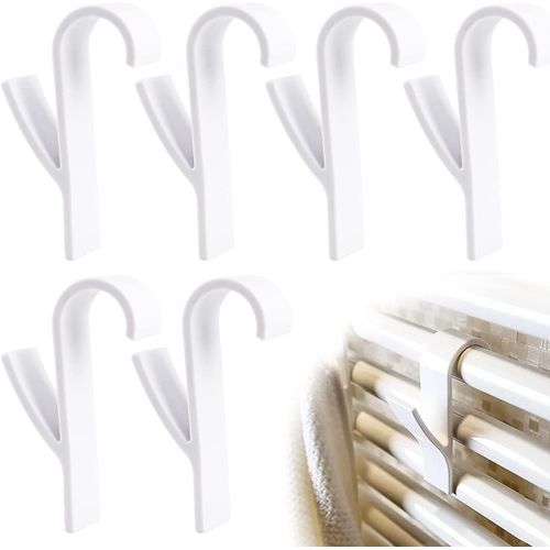 Lot de 6 crochets pour sèche serviette en plastique blanc