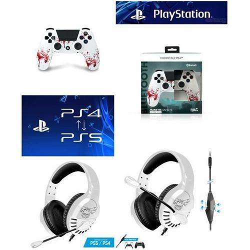 Pack Manette Ps4 Manette Bluetooth Zombie 3.5 Jack + Casque Gamer Pro-H3 Ps4-Ps5 Playstation