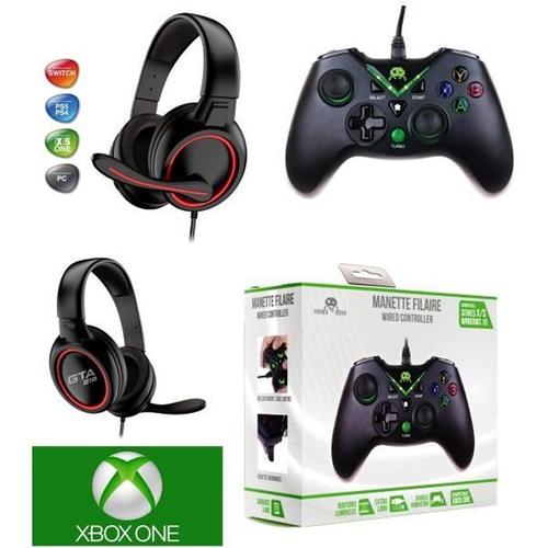 Pack Manette XBOX ONE-S-X-PC NOIRE + Casque Gamer PRO-210 XBOX ONE/S/X/PC